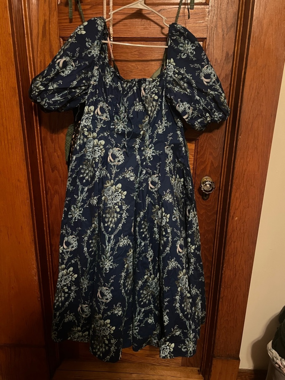Selkie Navy Blue Floral Midi Dress in Cassiopeia XL EUC
